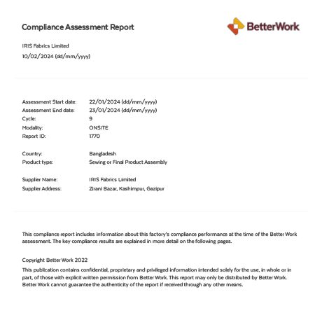 Better Work Compliance assessment report